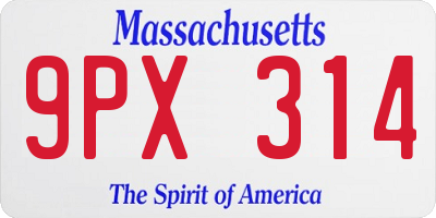 MA license plate 9PX314