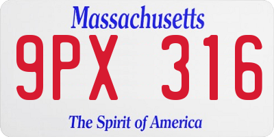 MA license plate 9PX316