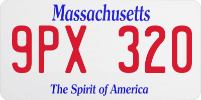 MA license plate 9PX320