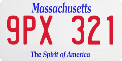 MA license plate 9PX321