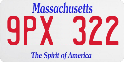 MA license plate 9PX322