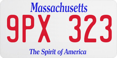 MA license plate 9PX323