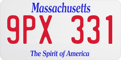 MA license plate 9PX331