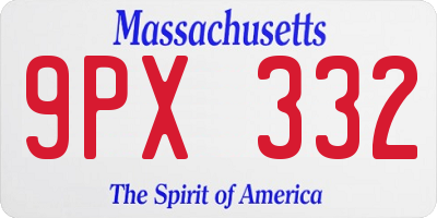 MA license plate 9PX332