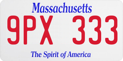 MA license plate 9PX333