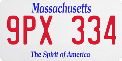 MA license plate 9PX334