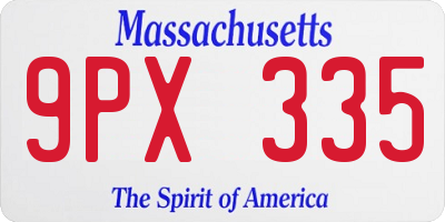 MA license plate 9PX335
