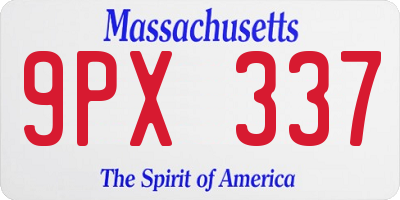 MA license plate 9PX337