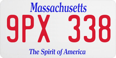 MA license plate 9PX338