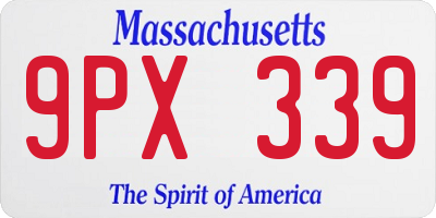 MA license plate 9PX339