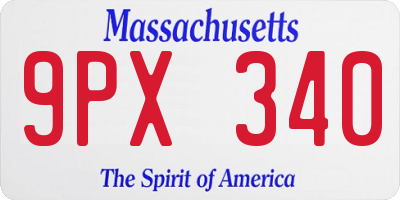 MA license plate 9PX340