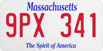 MA license plate 9PX341