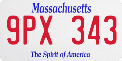 MA license plate 9PX343