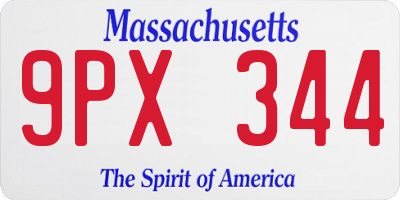 MA license plate 9PX344