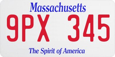MA license plate 9PX345