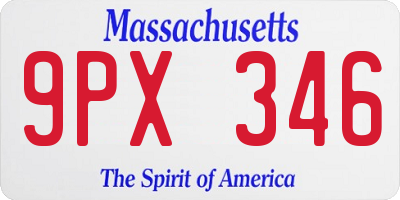 MA license plate 9PX346