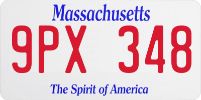 MA license plate 9PX348