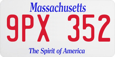 MA license plate 9PX352