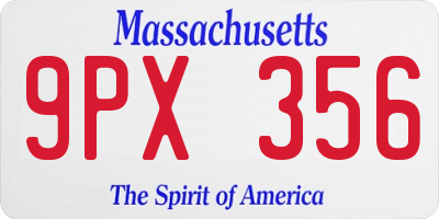 MA license plate 9PX356