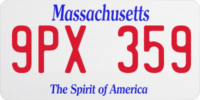 MA license plate 9PX359