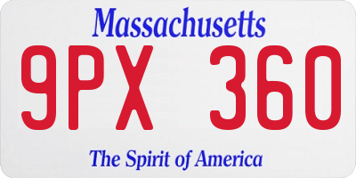 MA license plate 9PX360