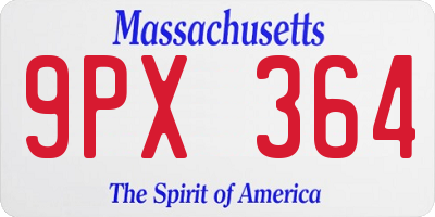 MA license plate 9PX364