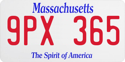 MA license plate 9PX365