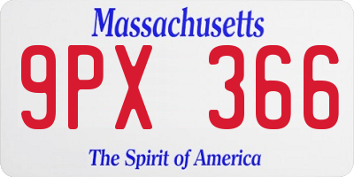 MA license plate 9PX366