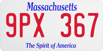MA license plate 9PX367