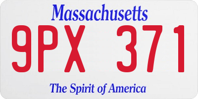 MA license plate 9PX371