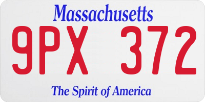 MA license plate 9PX372