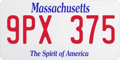MA license plate 9PX375
