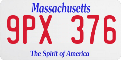MA license plate 9PX376