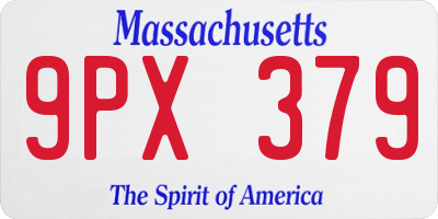 MA license plate 9PX379