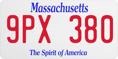MA license plate 9PX380