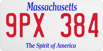 MA license plate 9PX384