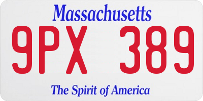 MA license plate 9PX389