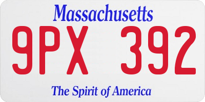 MA license plate 9PX392