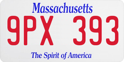 MA license plate 9PX393
