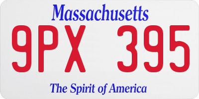MA license plate 9PX395