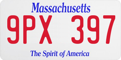 MA license plate 9PX397