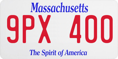 MA license plate 9PX400