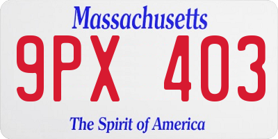 MA license plate 9PX403
