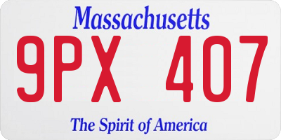 MA license plate 9PX407