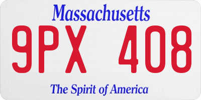 MA license plate 9PX408