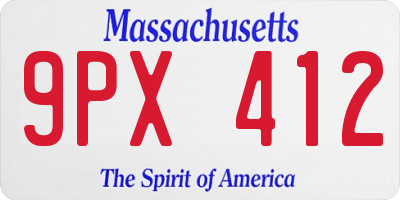 MA license plate 9PX412