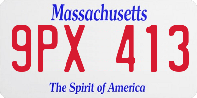 MA license plate 9PX413