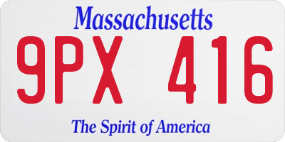 MA license plate 9PX416