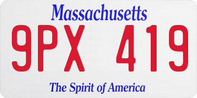 MA license plate 9PX419