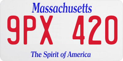 MA license plate 9PX420